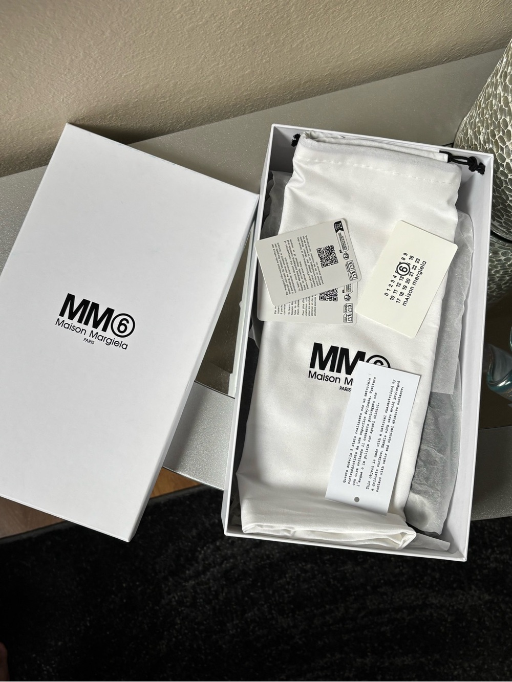 MM6 Maison Martin Margiela White Branded Box and Drawstring Pouch